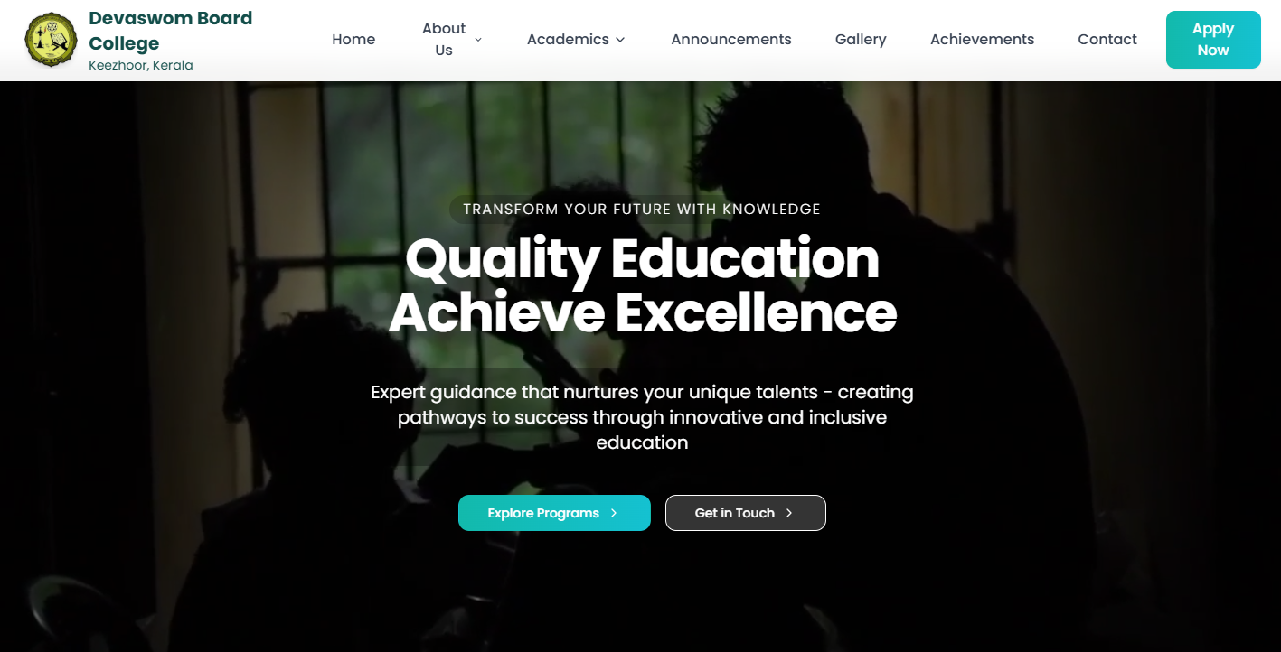 Website For Keezhoor DB College